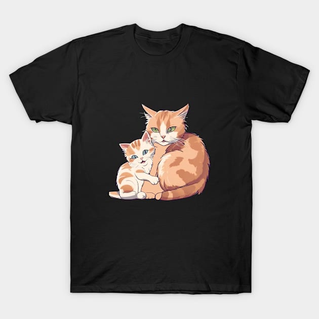 Cat, Kitten, Mom and Baby, Mothers Day Gift, Animal Lover T-Shirt by Peacock-Design